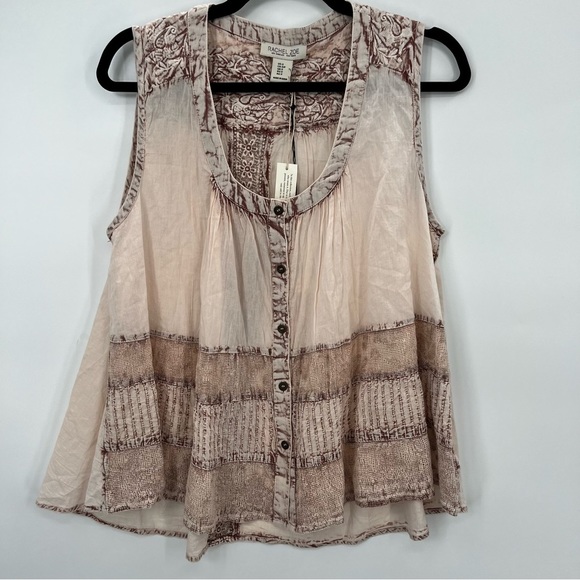 NWT Rachel Zoe Colorblock Knit Sleeveless Button Blouse Shirt Top Paisley S - Picture 2 of 10